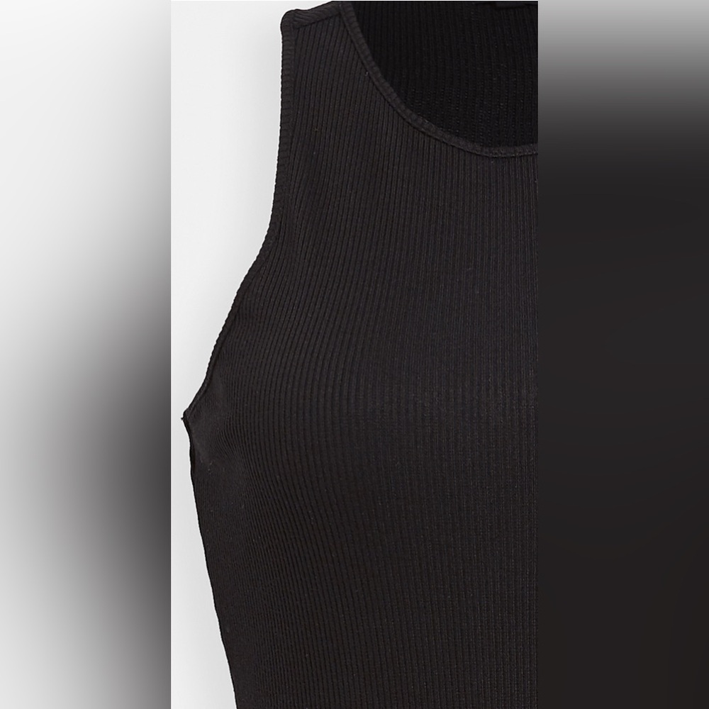 MONROW Rib Racer Tank Dress in Black - Picture 3 of 4